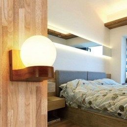 Nordic Solid Wood Wall Light Cozy Ball Shape Sconce Light