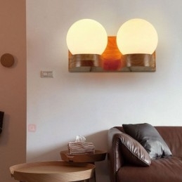 Nordic Solid Wood Wall Light Cozy Ball Shape Sconce Light