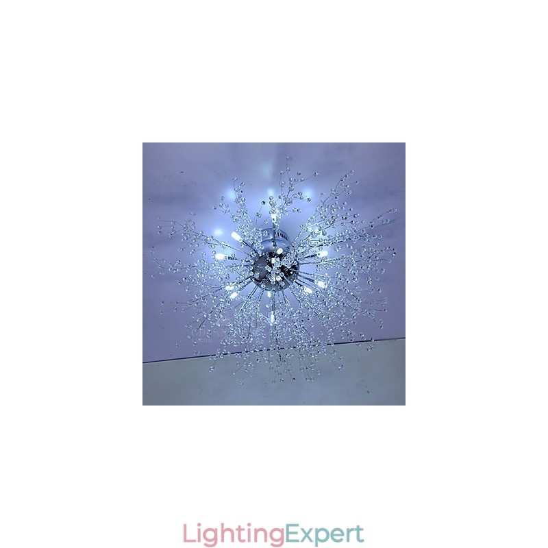 Modern Firework Globe AcrChrome Metal Flush Mount GDNS