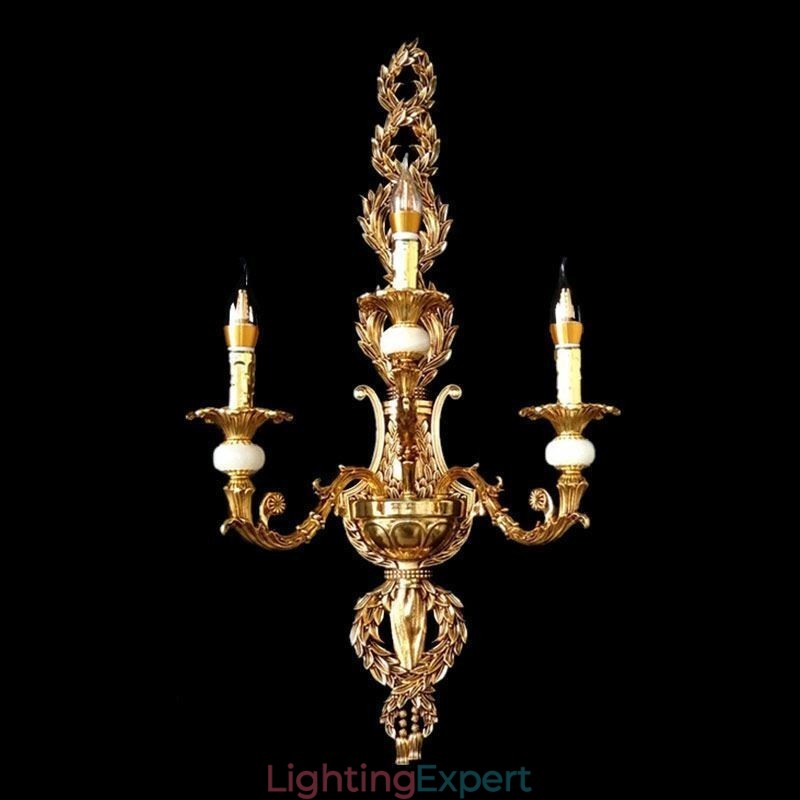 European Wall Lamp Luxurious Petal Wall Sconce Jade Decoration Lamp Bedside Lighting