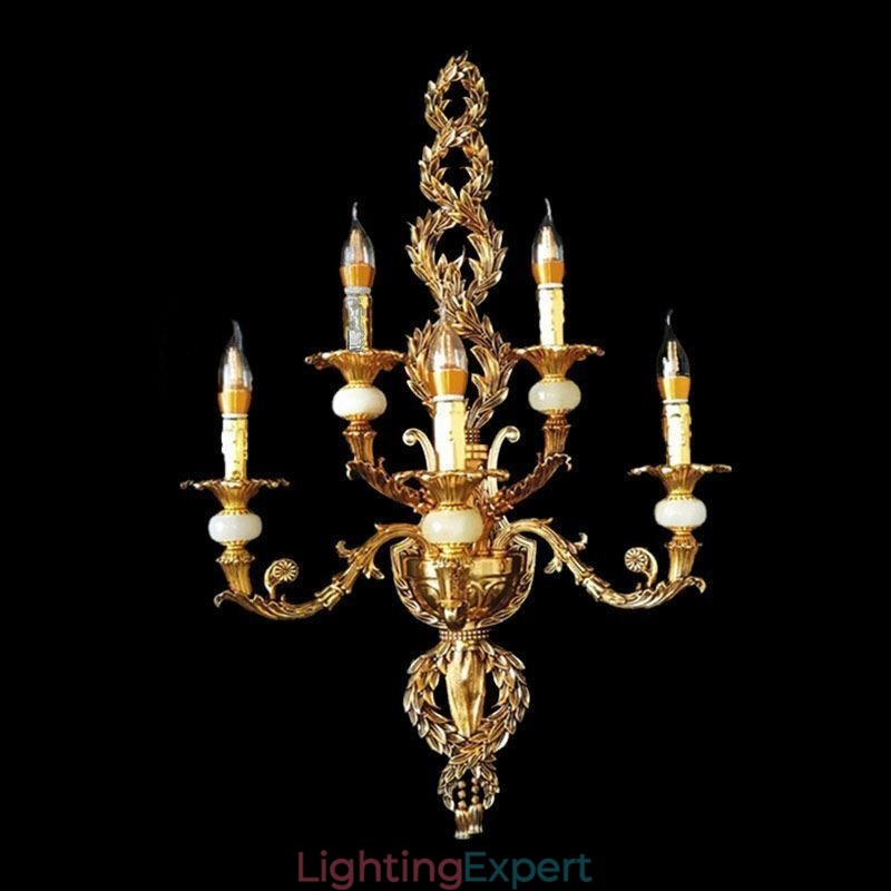 European Wall Lamp Luxurious Petal Wall Sconce Jade Decoration Lamp Bedside Lighting