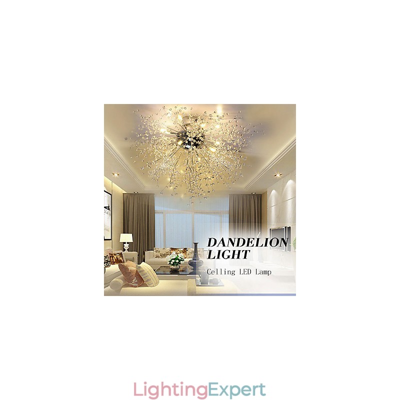 Modern Firework Globe AcrChrome Metal Flush Mount GDNS