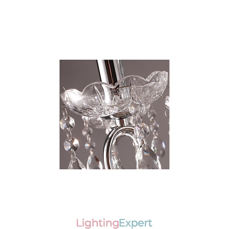 Traditional Classic Crystal Chrome Metal Chandelier
