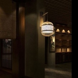 Cage Design Wall Light Creative Bamboo Hanging Wall Sconce Bedside Decorative Light