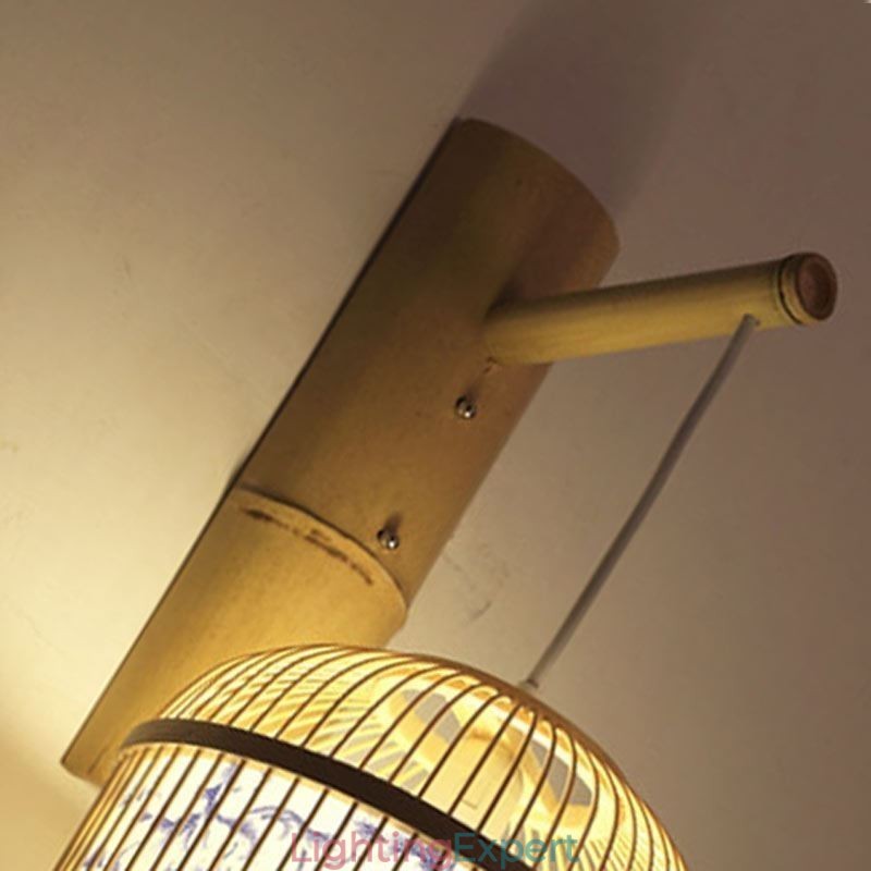 Cage Design Wall Light Creative Bamboo Hanging Wall Sconce Bedside Decorative Light