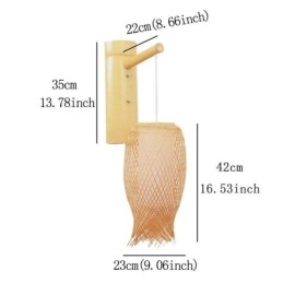 Downward Bamboo Wall Light Rural Round Wall Sconce Bedside Teahouse Creative Light