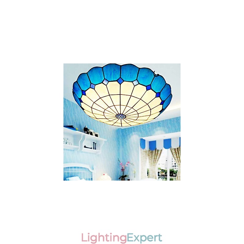 European Rural Creative Arts Stained Glass Absorb Dome Lamp Light