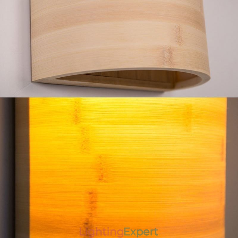 Japanese Bamboo Wall Light Simple Semicircle Wall Sconce Bedside Lighting