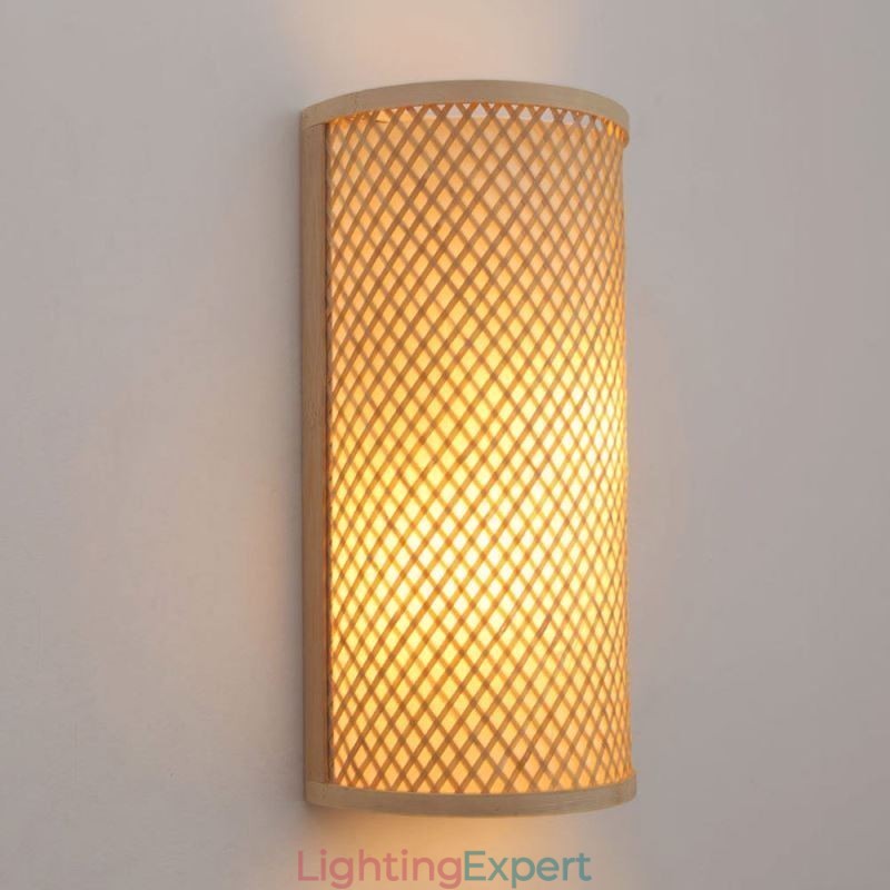 Semi cylindrical Bamboo Wall Light Creative Bedside Wall Sconce Stairs Rural Lighting