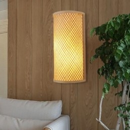 Semi cylindrical Bamboo Wall Light Creative Bedside Wall Sconce Stairs Rural Lighting