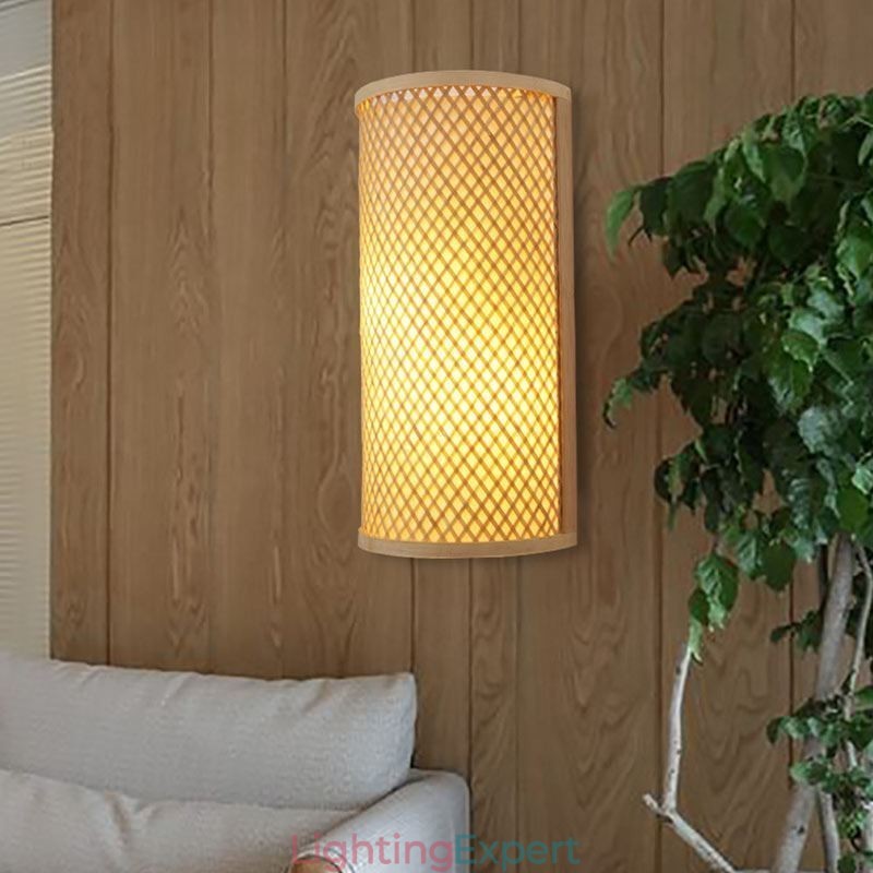 Semi cylindrical Bamboo Wall Light Creative Bedside Wall Sconce Stairs Rural Lighting