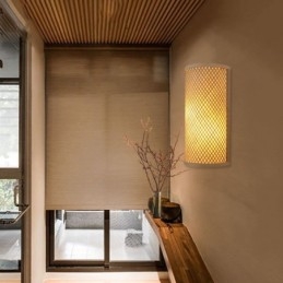 Semi cylindrical Bamboo Wall Light Creative Bedside Wall Sconce Stairs Rural Lighting
