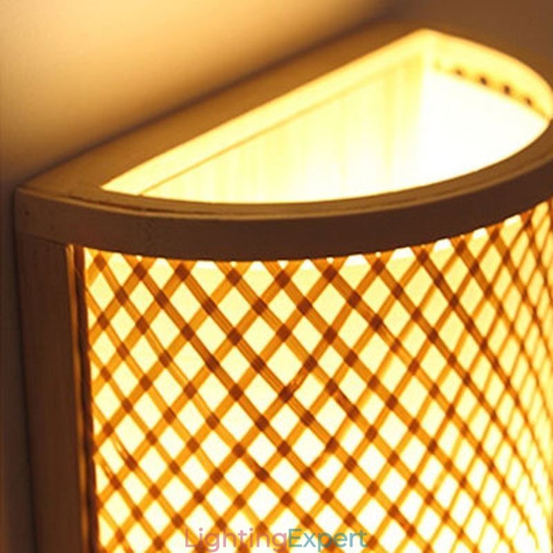 Semi cylindrical Bamboo Wall Light Creative Bedside Wall Sconce Stairs Rural Lighting