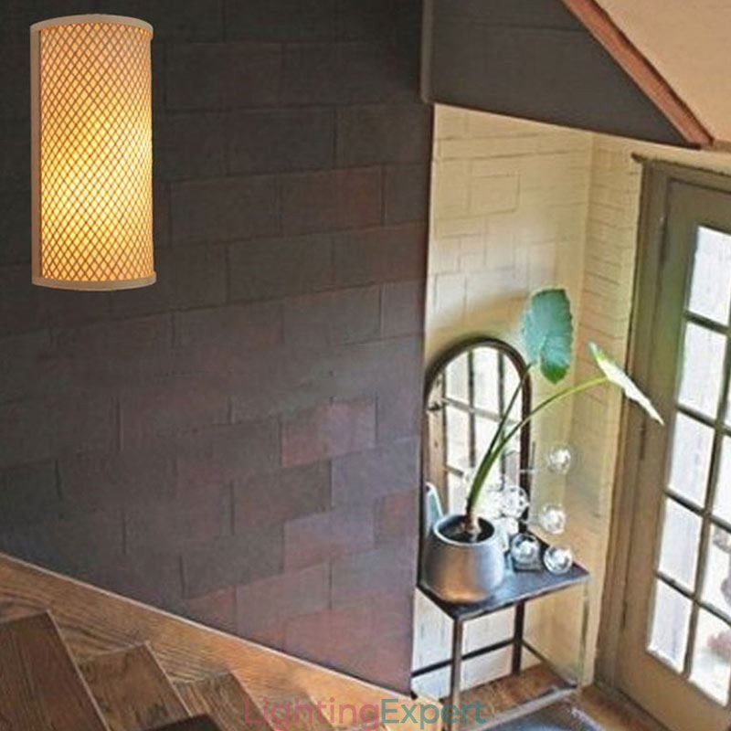 Semi cylindrical Bamboo Wall Light Creative Bedside Wall Sconce Stairs Rural Lighting