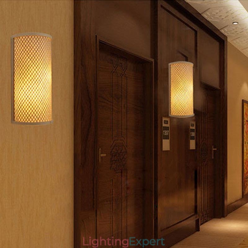 Semi cylindrical Bamboo Wall Light Creative Bedside Wall Sconce Stairs Rural Lighting