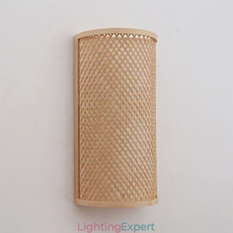 Semi cylindrical Bamboo Wall Light Creative Bedside Wall Sconce Stairs Rural Lighting