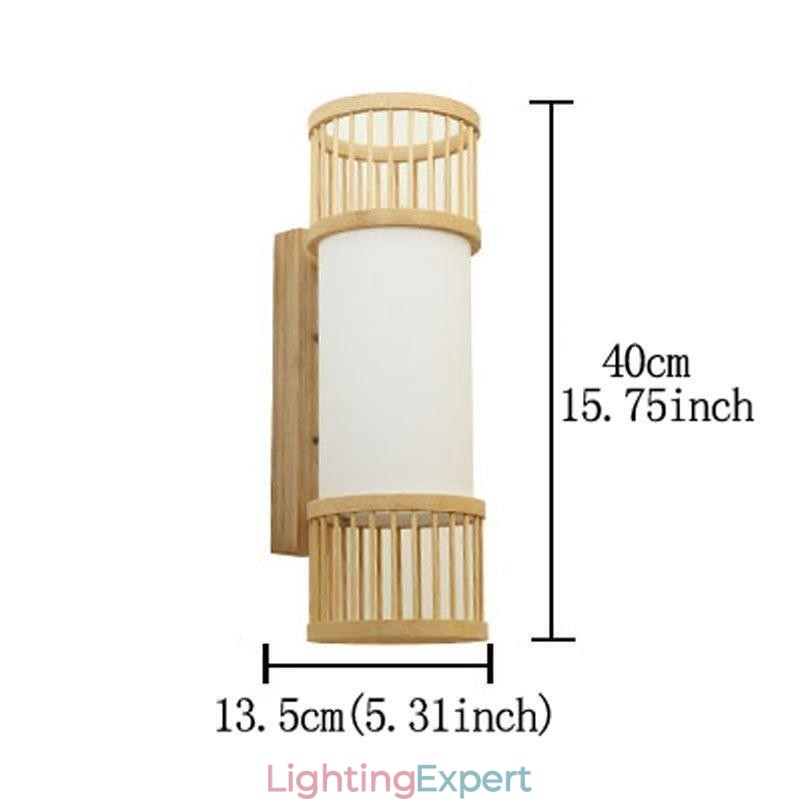 Vertical Bamboo Wall Light Creative Round Wall Sconce Bedside Stairs Lighting
