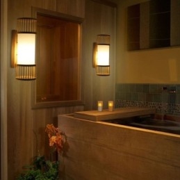 Vertical Bamboo Wall Light Creative Round Wall Sconce Bedside Stairs Lighting