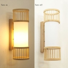 Vertical Bamboo Wall Light Creative Round Wall Sconce Bedside Stairs Lighting