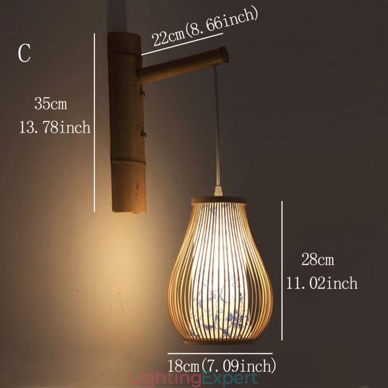 Woven Bamboo Wall Sconce Retro Chinese Wall Light Lighting