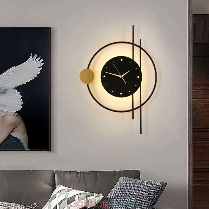 Clock Wall Light Modern Minimalist Wrought Iron Wall Lamp And