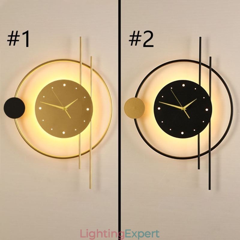 Clock Wall Light Modern Minimalist Wrought Iron Wall Lamp And