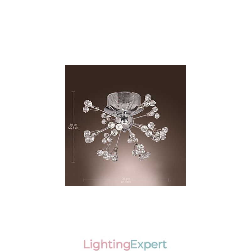 Modern Contemporary Crystal Chrome Metal Flush Mount
