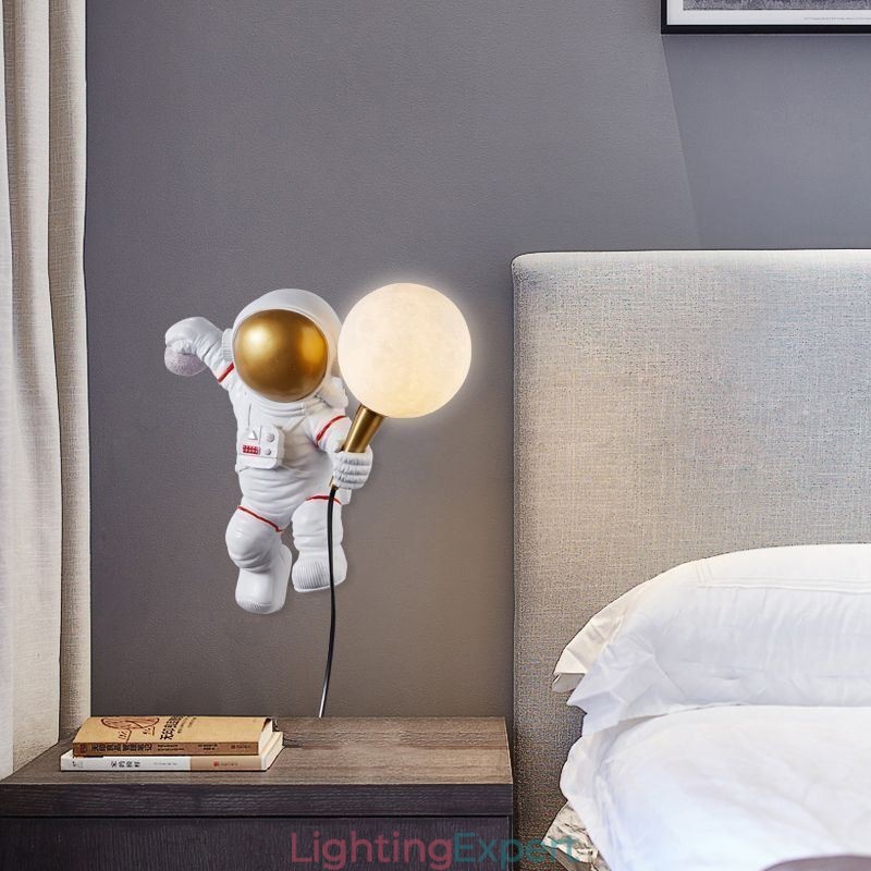 Modern Wall Sconce Creative Astronaut Resin Wall Light Kids