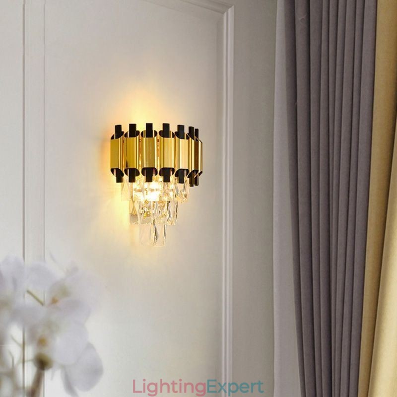 Hanging Crystal Modern Wall Light Sconce Hardwired 11.81" High Fixture