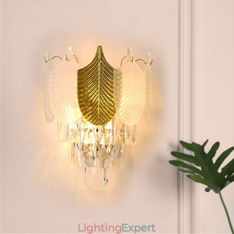 Crystal Wall Sconce Modern Wall Light Fixture 2X Base