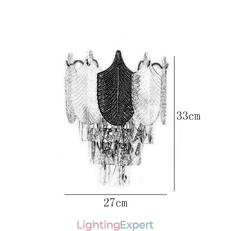 Crystal Wall Sconce Modern Wall Light Fixture 2X Base