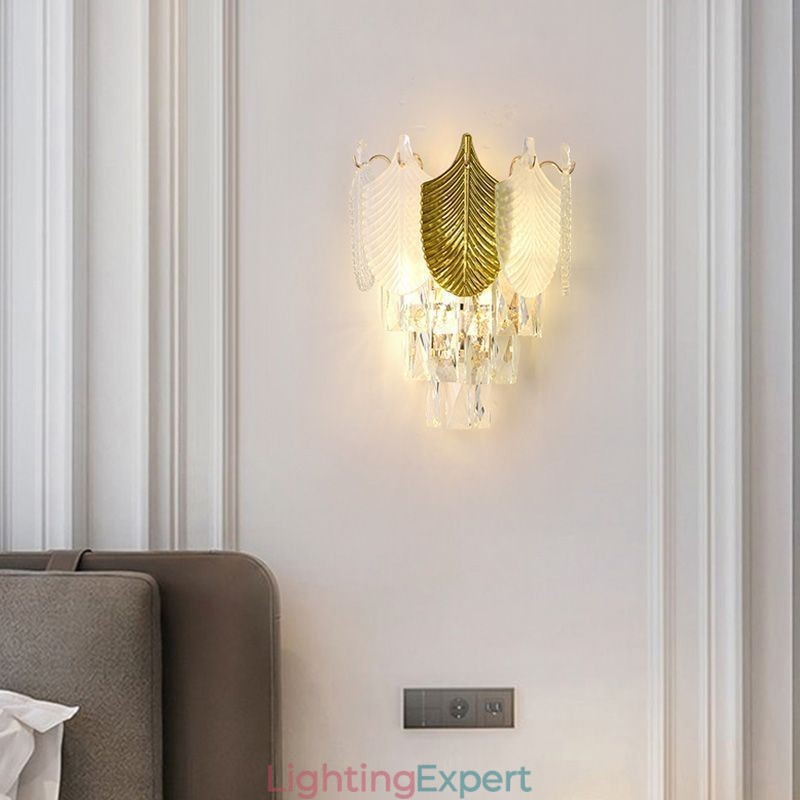 Crystal Wall Sconce Modern Wall Light Fixture 2X Base