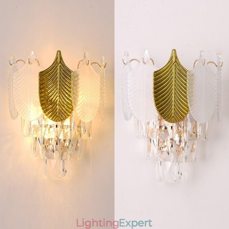 Crystal Wall Sconce Modern Wall Light Fixture 2X Base
