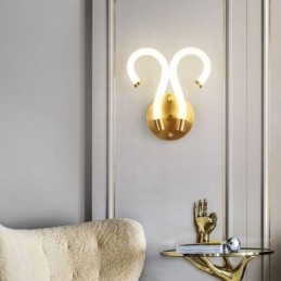 Modern Wall Light Creativity Sconce Wall Lamp Copper Sheep Horn 2 Lights