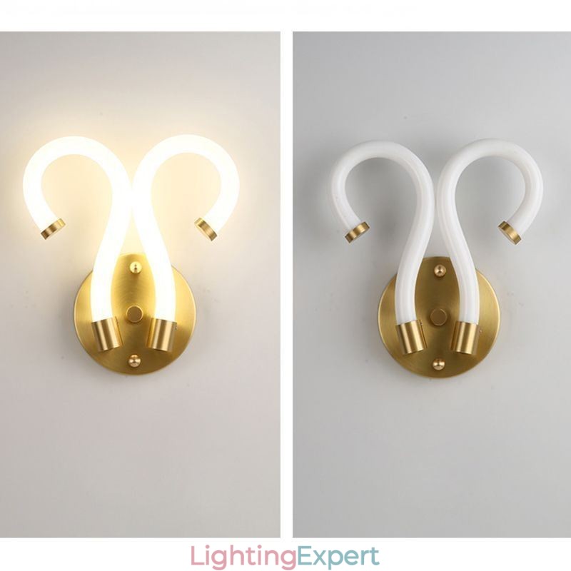Modern Wall Light Creativity Sconce Wall Lamp Copper Sheep Horn 2 Lights