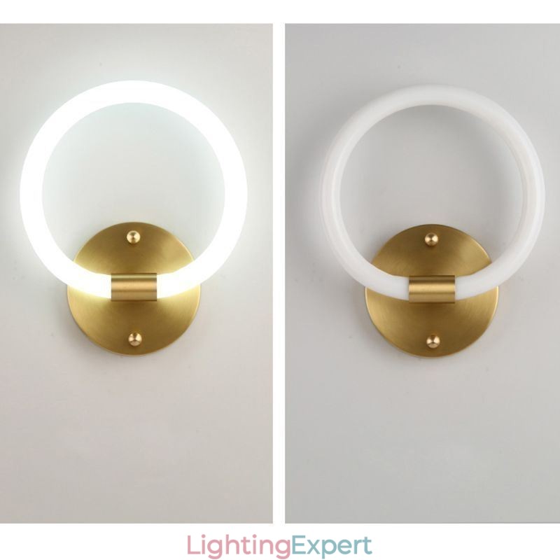 Modern Wall Light Fixtures Round Ring Wall Sconces Tricolor Dimming