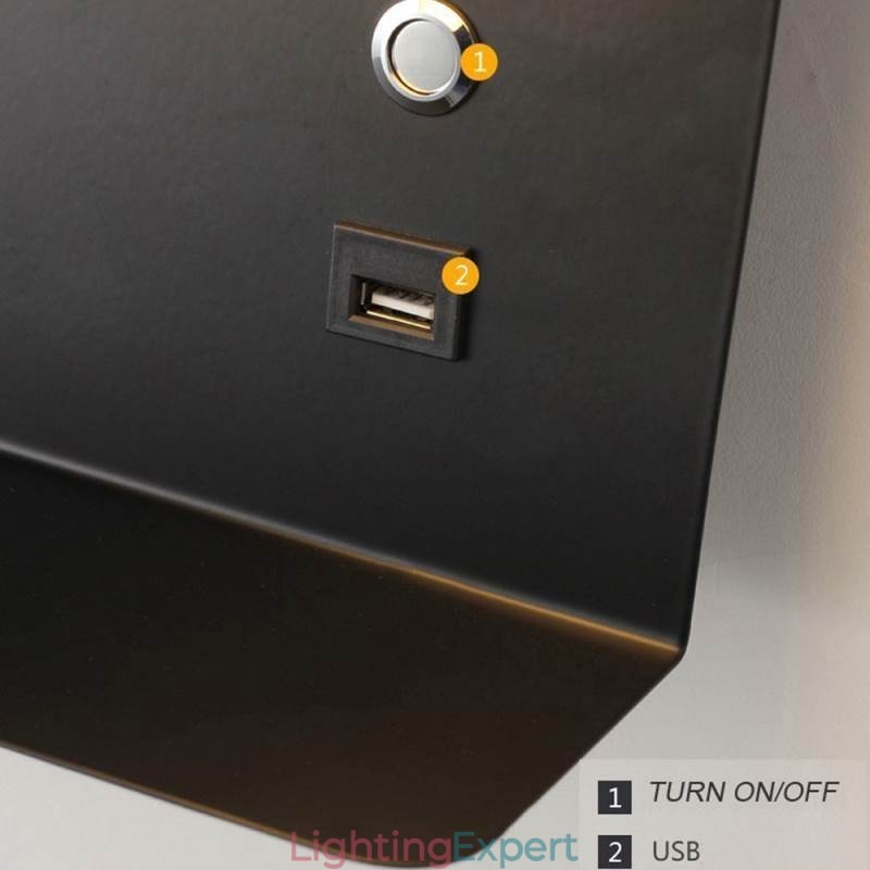 Wall Lamp Rotatable Sconce Light with USB Charging Port