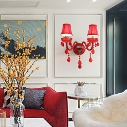 European Crystal Sconce Wall Light Red Colour Light