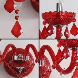 European Crystal Sconce Wall Light Red Colour Light