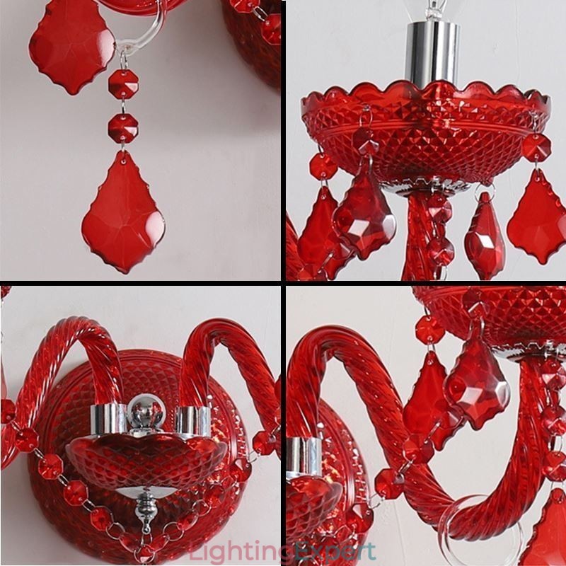 European Crystal Sconce Wall Light Red Colour Light