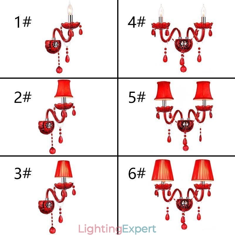 European Wall Light Crystal Sconce Red Colour
