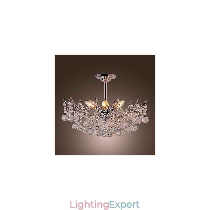 Luxuriant Crystal Chandelier with 6 Lights Pendant Chandelier