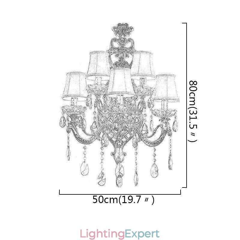 Luxury Crystal Sconce European Wall Light Zinc Alloy Five Light Aisle