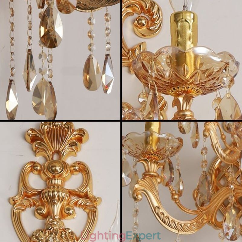 Luxury Crystal Sconce European Wall Light Zinc Alloy Five Light Aisle