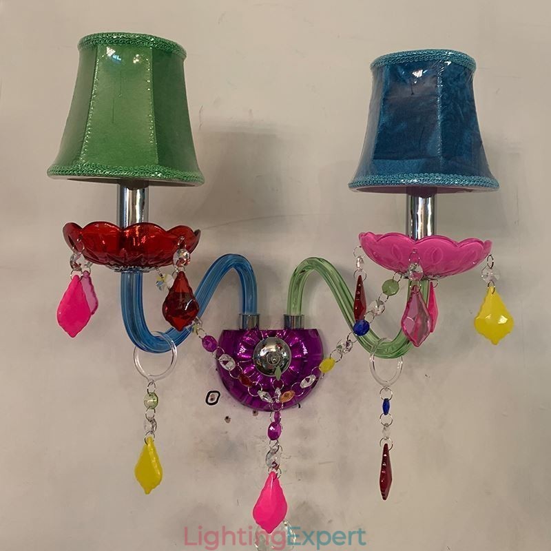 Colourful Crystal Sconce European Two Light Wall Light Aisle