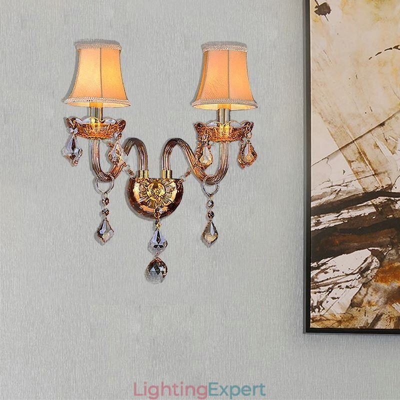 European Crystal Sconce Elegant Two Light Wall Light Stairs