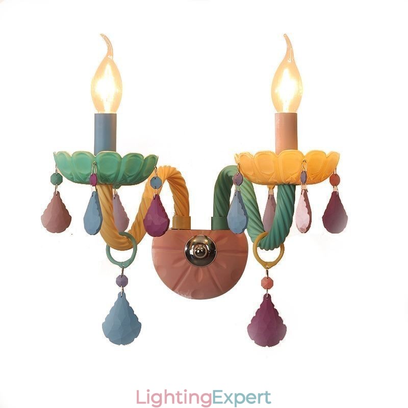 European Crystal Sconce Macaron Colourful Wall Light