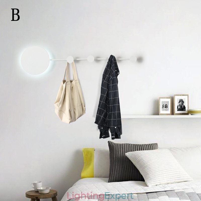 Modern Wall Light Circular Wall Lamp Black Hook Sconce Bedside Lighting