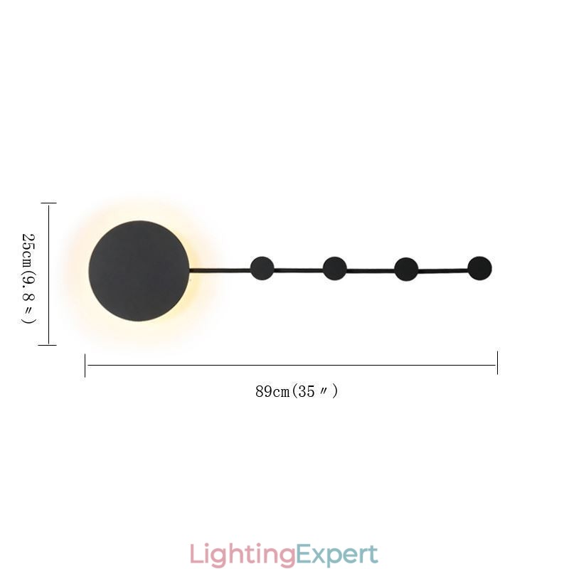 Modern Wall Light Circular Wall Lamp Black Hook Sconce Bedside Lighting