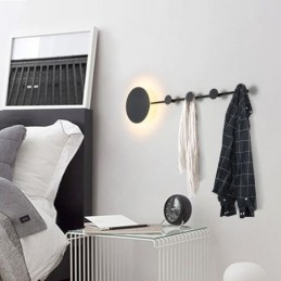 Modern Wall Light Circular Wall Lamp Black Hook Sconce Bedside Lighting